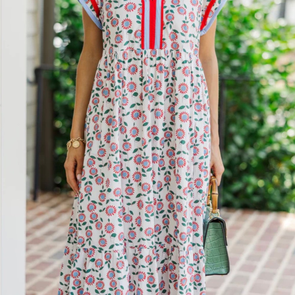 Entro Cream Cap Sleeve Midi Sundress